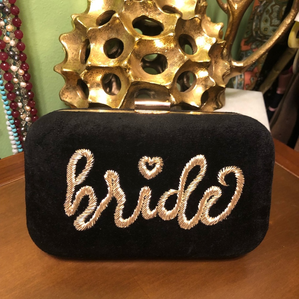 Black Velvet Bride Clutch or Purse NWT